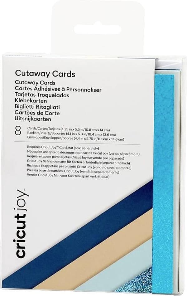 Cricut Joy™ Cutaway Cards Kortsæt Beige, Turkis (blank), Mørkeblå, Lyseblå