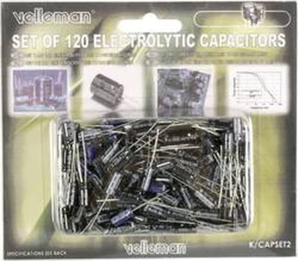 Whadda elektrolyyttikondensaattorisarja - 120 kpl. - 1 µf - 1 000 µf
