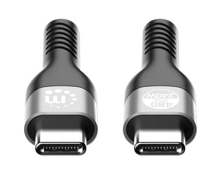 MANHATTAN USB 2.0 Typ C EPR-laddningskabel 240 W / PD 3.1 USB-C hane till USB-C hane, 2 m, Hi-Speed USB, 480 Mbit/s, Power Delivery 3.1, bakåtkompatib