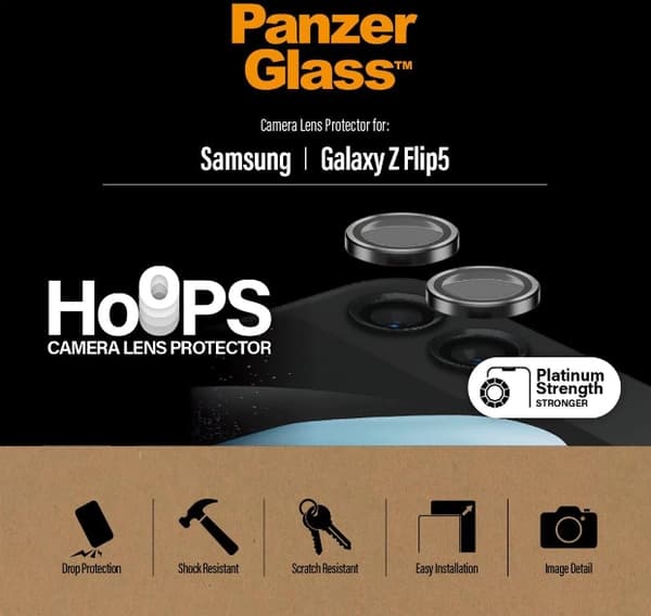 PanzerGlass Samsung Galaxy Hoops uudelle Z Flip4 2023 mustalle (0458)