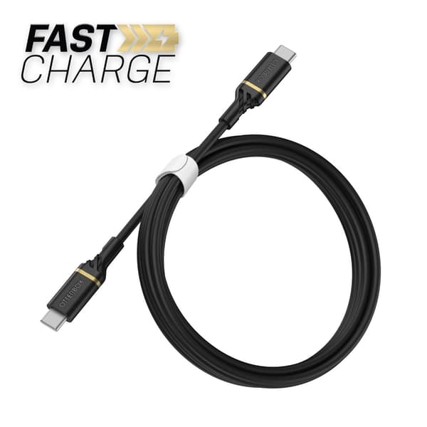 OtterBox Fast Charge Cable Standard - USB-kabel - 24 pin USB-C (M) til 24 pin USB-C (M) - USB 2.0 - 1 m - Black Shimmer