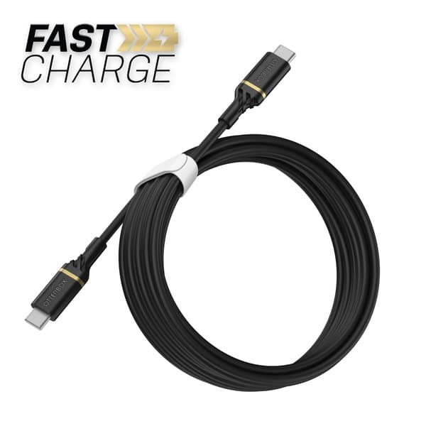 OtterBox Standard - USB-kabel - 24 pin USB-C (M) til 24 pin USB-C (M) - USB 2.0 - 3 A - 3 m - understøtter strømforsyning - Black Shimmer