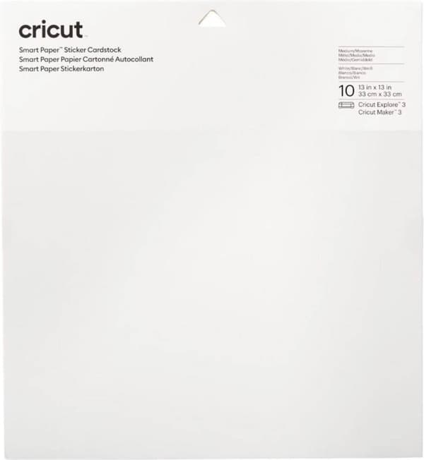 Cricut Smart Sticker Cardstock 33x33cm 10 ark (hvid)