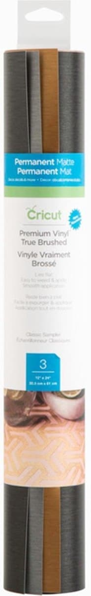Cricut Premium Vinyl Permanent 30x60cm 3-arks Sampler (True Brushed Classics)