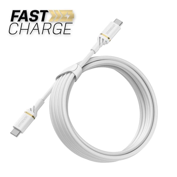 OtterBox Standard - USB-kabel - 24-polig USB-C (M) till 24-pin USB-C (M) - USB 2.0 - 3 A - 3 m - stöder strömförsörjning - Cloud Dust White