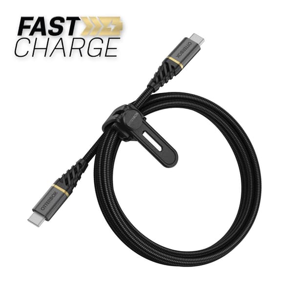 OtterBox Premium - USB-kabel - 24-polig USB-C (M) till 24-stift USB-C (M) - USB 2.0 - 3 A - 1 m - stöder strömförsörjning - Glamour Black