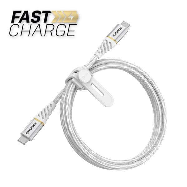 OtterBox Premium - USB-kabel - 24-stifts USB-C (M) till 24-stifts USB-C (M) - 1 m - Cloud Sky White