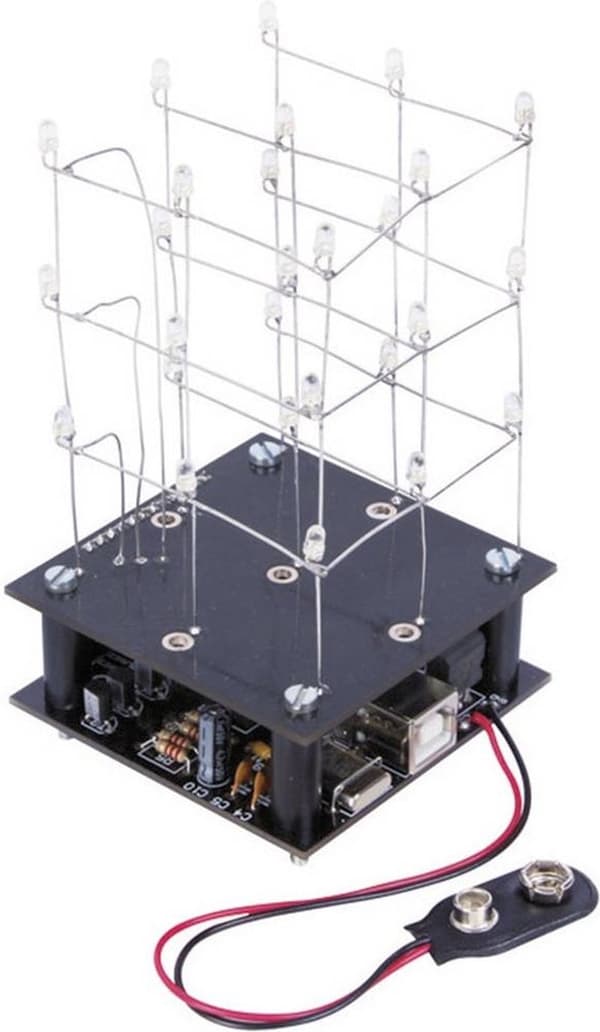 Velleman Loddesæt Cube LED 6,3 x 11,3 cm 9v rød