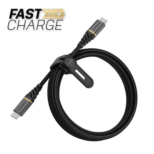 OtterBox Premium - USB-kabel - 24 pin USB-C (M) til 24 pin USB-C (M) - USB 2.0 - 3 A - 2 m - understøtter strømforsyning - Glamour Black