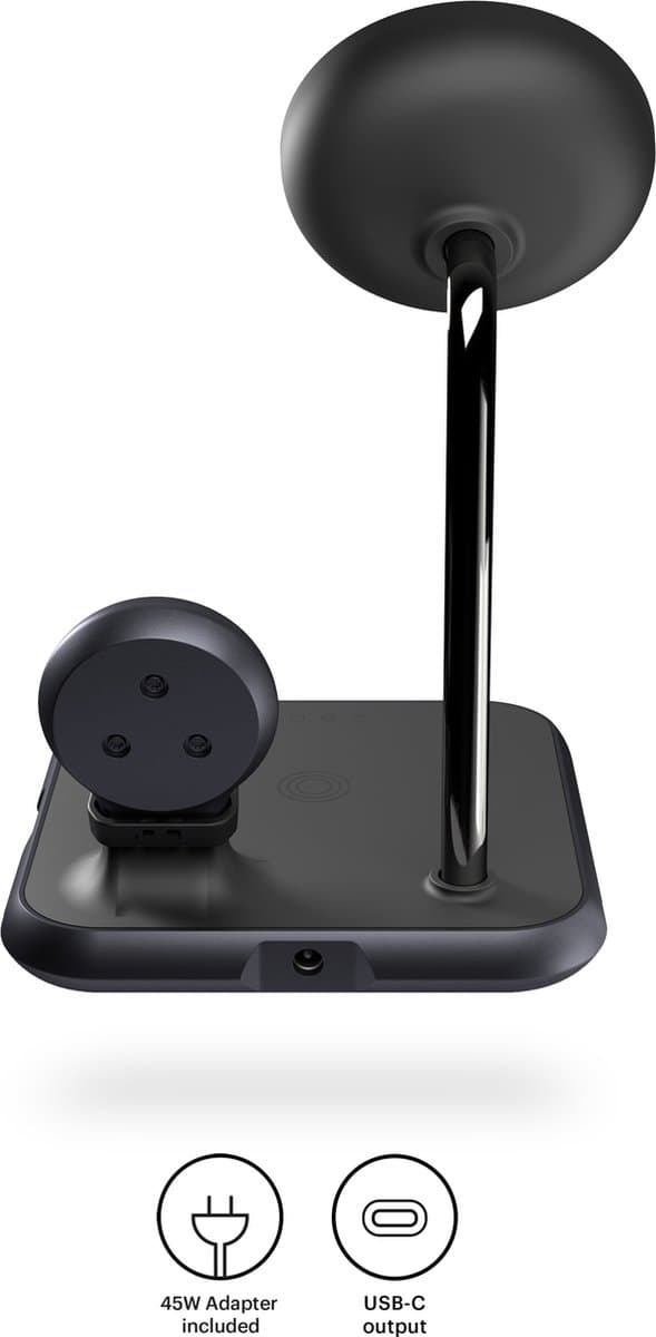 Zenin 4-in-1 langaton laturi. Lataa samanaikaisesti MagSafe-yhteensopivan iPhonen + Apple Watchin + AirPods + sisäänrakennetun 18 W USB-C-portin Qi- j