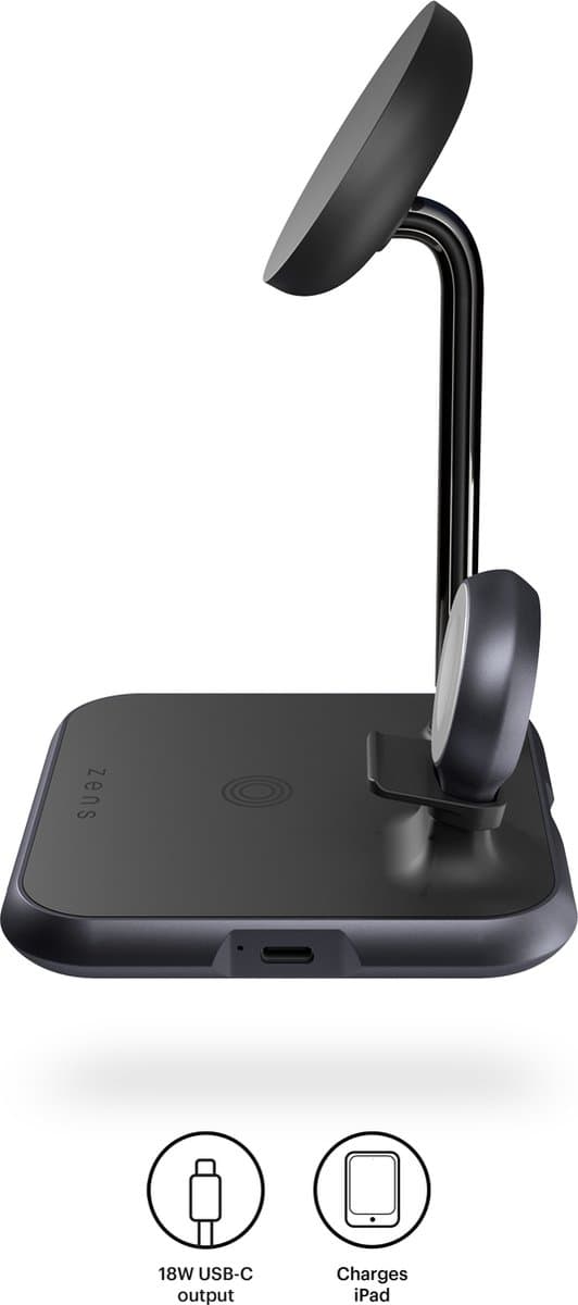 Zenin 4-in-1 langaton laturi. Lataa samanaikaisesti MagSafe-yhteensopivan iPhonen + Apple Watchin + AirPods + sisäänrakennetun 18 W USB-C-portin Qi- j