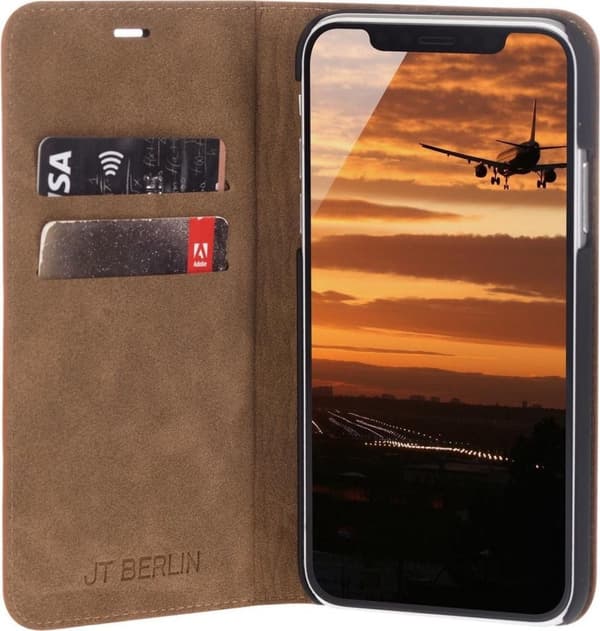 JT Berlin LederBook ægte læder reol til iPhone SE (2020) / 8 / 7 - Cognac