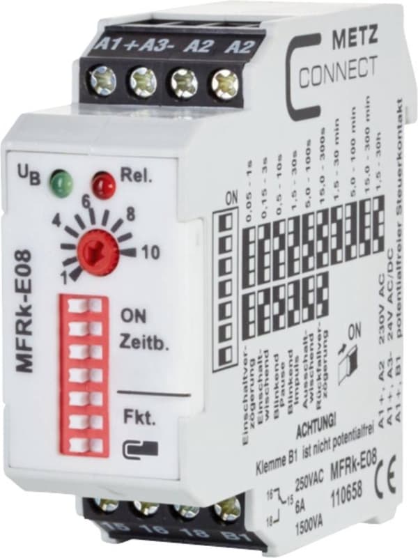 Metz Connect 110658 MFRk-E08 Tidsrelæ Multifunktionel 230 V/AC 1 stk(e) 1x skiftekontakt