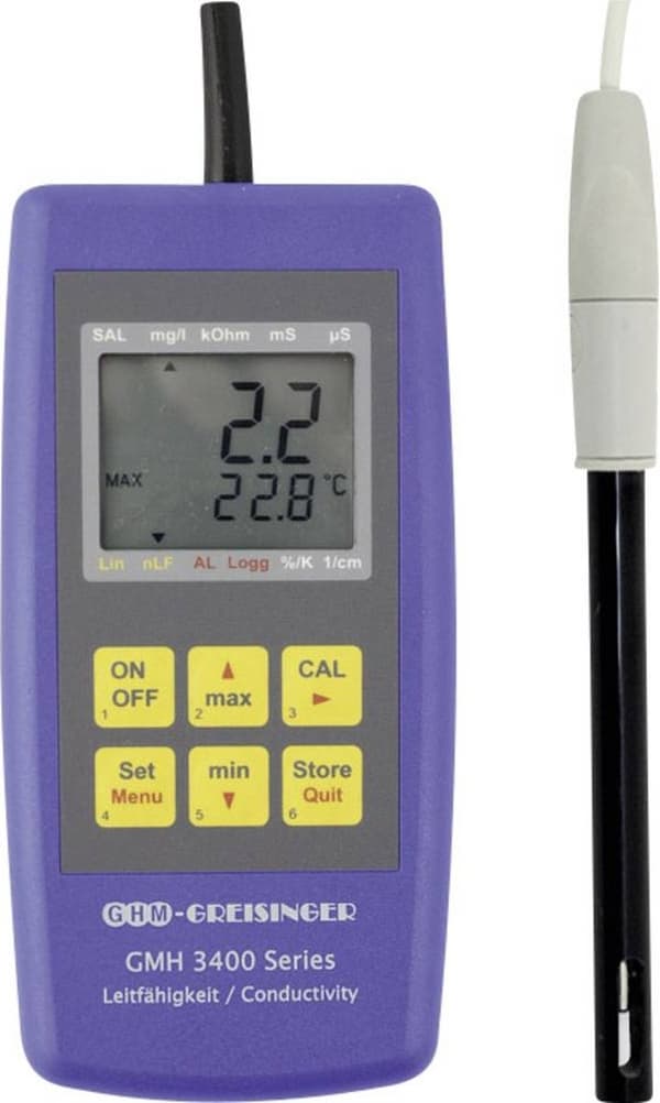 Greisinger GMH 3451 Combimeter Totalt opløste faste stoffer (TDS), ledningsevne, saltholdighed, temperatur
