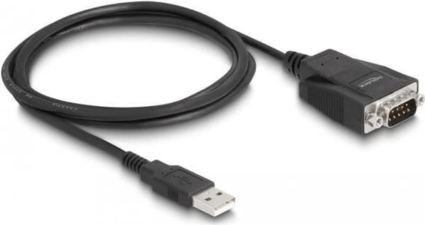 Delock Adapter USB 2.0 Typ-A hane till 1 x seriell RS-232 D-Sub 9 hane med skruvar och muttrar ESD överspänningsskydd (64222)
