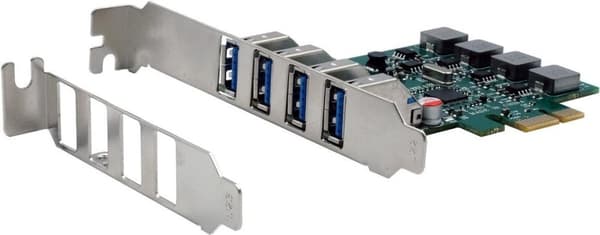 EXSYS GmbH USB 3.2 Gen 1 PCIe-kort med 4 portar, 3A (Renesas) (EX-11194)