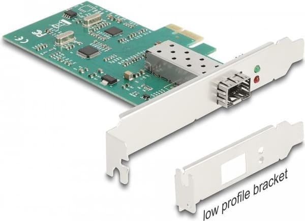 Delock PCI Express x1-kort för 1 x SFP-kortplats 100Base-FX RTL (88216) Grön, Grå