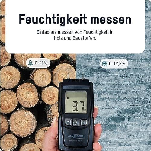 ANSMANN fugtmåler, sort elektronisk fugtindikator, måler fugt i - 1 stk (1900-0116)