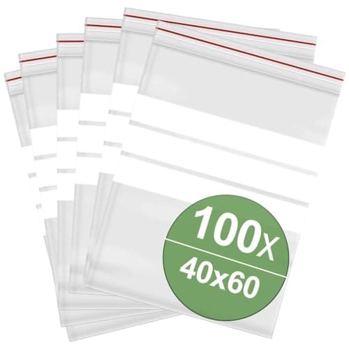 Blixtlåspåse med etikettremsor (B x H) 40mm x 60mm transparent polyeten