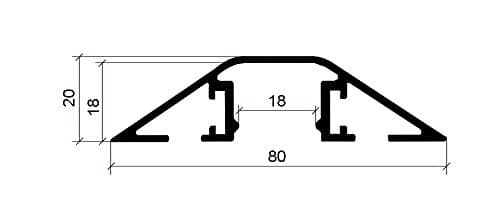 Kabelbro aluminium sort/gul 2m (47765)