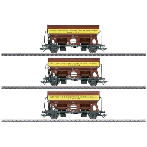 Märklin 46335 H0 Sæt med 3 svingtagsvogne Tdgs 930 vesttyske kvartsværker af DB Brun, Gul