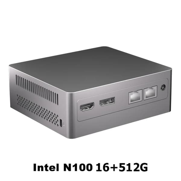 Mini PC Alder Lake, Windows 11 -tuki, kaksi RJ45 LAN -porttia, 16G + 512GB, EU