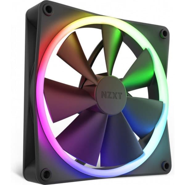 NZXT F140 RGB PWM -ventilator, 140 mm, sort Sort