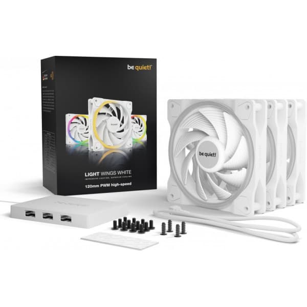 be quiet! Light Wings PWM high-speed fläktuppsättning, 120 mm, 3-pack, vit