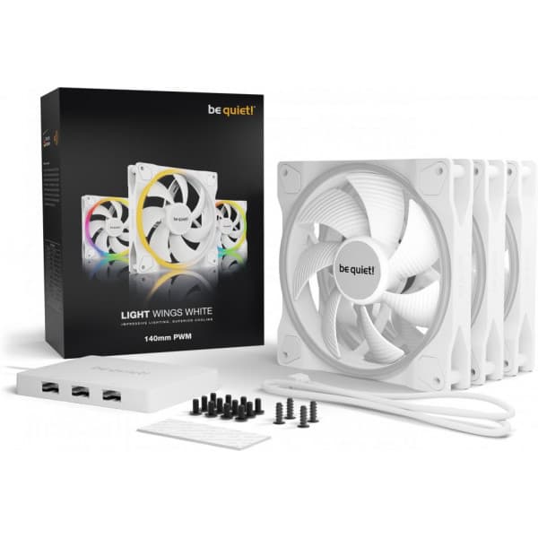 be quiet! Light Wings PWM -tuuletinpakkaus, 140 mm, 3-pack, valkoinen
