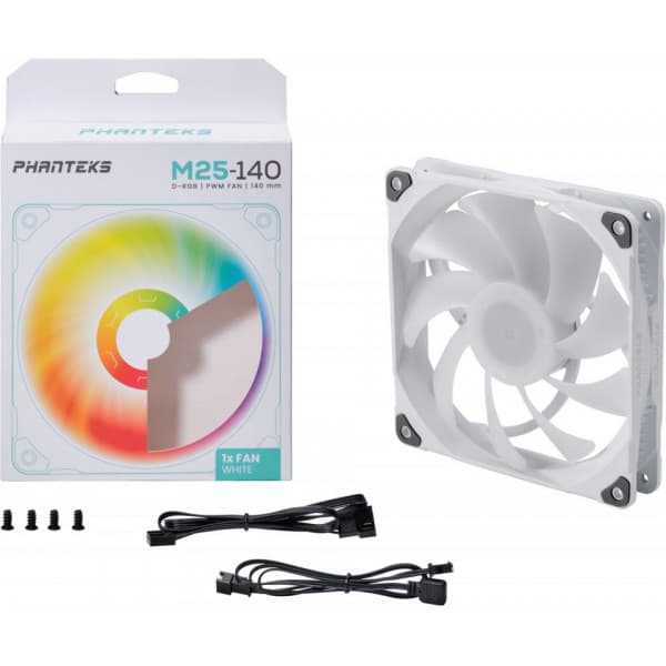 Phanteks M25-140 D-RGB PWM -fläkt, vit, 140 mm