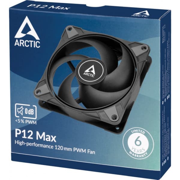 Arctic P12 Max ventilator, 120 mm, sort