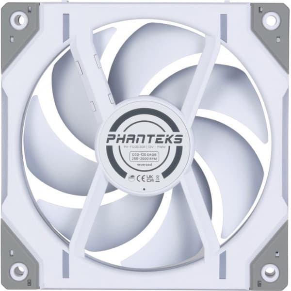 Phanteks D30-120 Reversed Airflow D-RGB PWM ventilator, hvid, 120 mm, 3 stk.