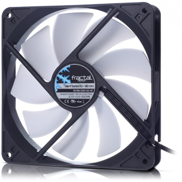 Fractal Design Silent Series R3 kabinetblæser, 140 mm Sort, Hvid