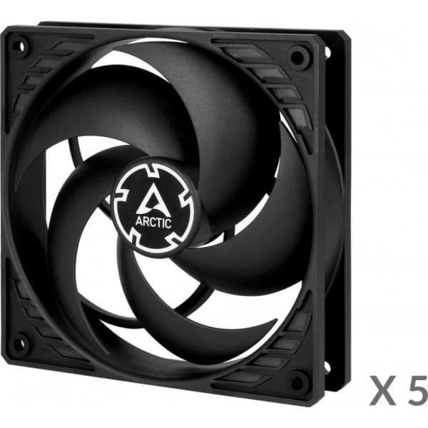 Arctic P12 PWM PST fläktförpackning, 120 mm, svart, 5-pack
