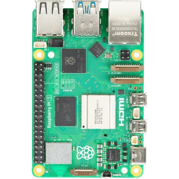 Raspberry Pi 5 model B 4 Gt - yhden piirilevyn tietokone