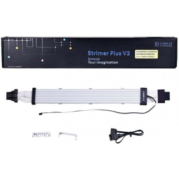 Lian Li Strimer Plus V2 12VHPWR, 12+4 pin to 12+4 pin -RGB-valaistu virtakaapeli