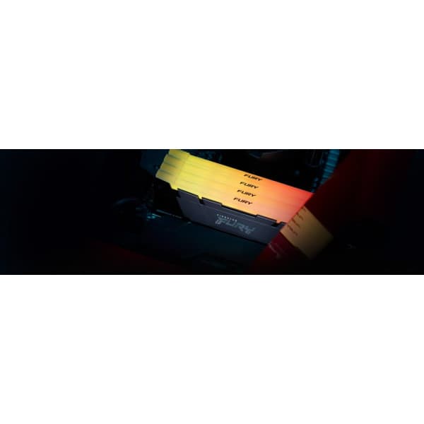Kingston FURY Renegade RGB DDR4 3200 MHz CL16 32 Gt -muistimodulipakkaus, musta/hopea