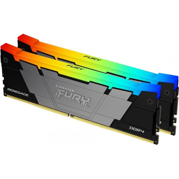Kingston FURY Renegade RGB DDR4 3200 MHz CL16 32 Gt -muistimodulipakkaus, musta/hopea