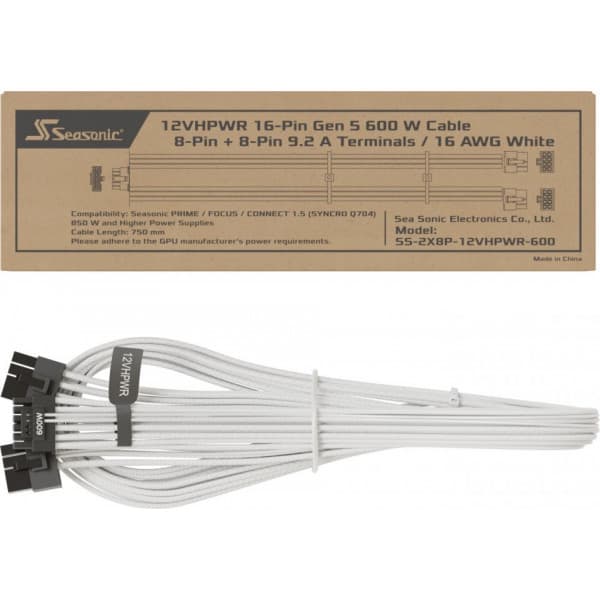 Seasonic 12VHPWR-kabel, vit