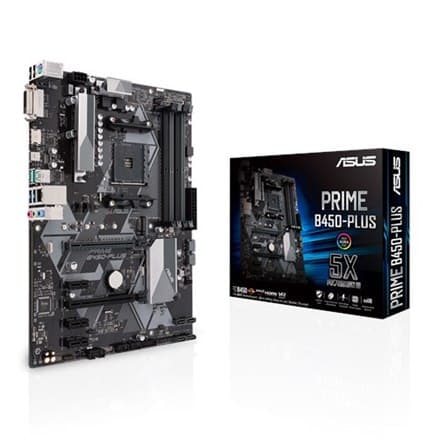 Asus | PRIME B450-PLUS | Processorfamilj AMD | Processorsockel AM4 | Minnesplatser 4 | Antal SATA-kontakter 6 x SATA 6Gb/s