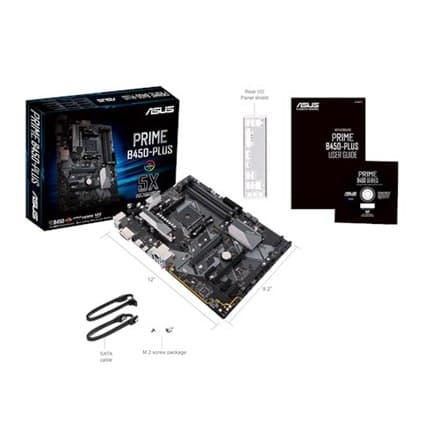 Asus | PRIME B450-PLUS | Processorfamilj AMD | Processorsockel AM4 | Minnesplatser 4 | Antal SATA-kontakter 6 x SATA 6Gb/s