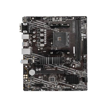 MSI | A520M PRO | Processorfamilie AMD | Processor socket AM4 | DDR4 | Hukommelsespladser 2 | Antal SATA-stik | AMD chipset