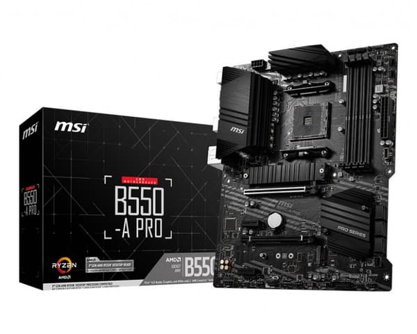 MSI | B550-A PRO | Processorfamilj AMD | Processorsockel AM4 | DDR4 DIMM | Minnesplatser 4 | Stöd för hårddiskgränssnitt