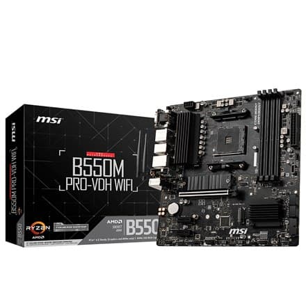 MSI | B550M PRO-VDH WIFI | Processorfamilj AMD | Processorsockel AM4 | DDR4 | Minnesplatser 4 | Antal SATA-kontakter | Chi