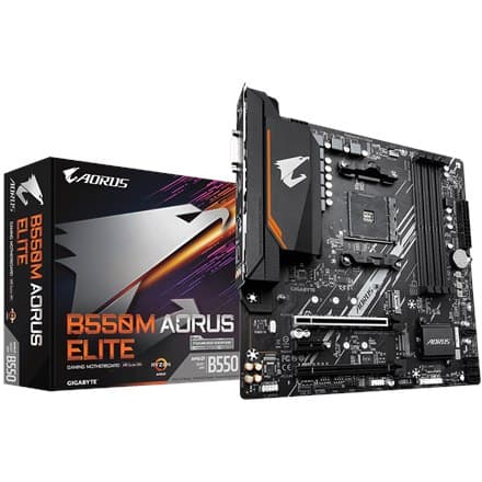 Gigabyte | B550M AORUS ELITE 1.0 | Processorfamilie AMD | Processor socket AM4 | DDR4 DIMM | Hukommelsespladser 4 | Antal SATA-kon