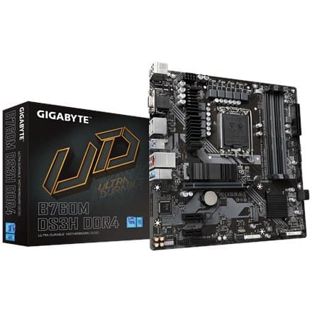 Gigabyte | B760M DS3H 1,0 M/B | Processorfamiljen Intel | Processorsockel LGA1700 | DDR4 DIMM | Minnesplatser 4 | Stöttas hårt