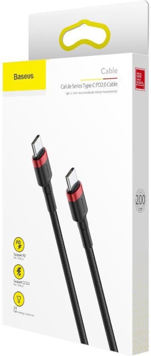 Baseus Cafule Series USB-C-kabel 1m Röd/Svart