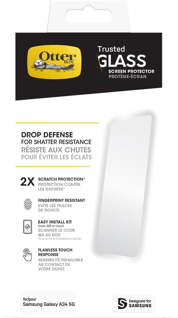 OtterBox Trusted Glass - Levereras för Samsung Galaxy A34 skärm - skydd
