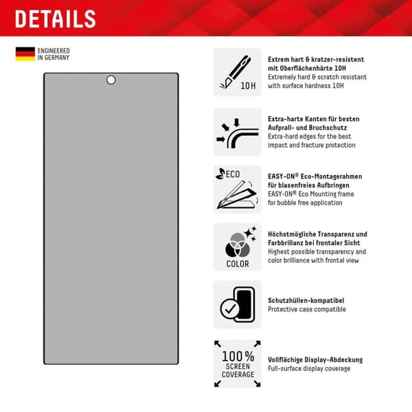 Displex skærmbeskytter leveret til Samsung Galaxy S24 Ultra - Displex Real Privacy Glass FC