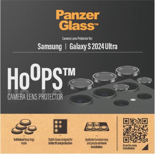 PanzerGlass® Hoops™ kamerabeskyttelse Samsung Galaxy S24 Ultra | Sort - Samsung - Samsung - Galaxy